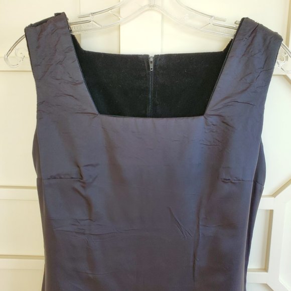 Black velvet long dress, square neck, sleeveless, handmade. approx. size 6. - Picture 10 of 11